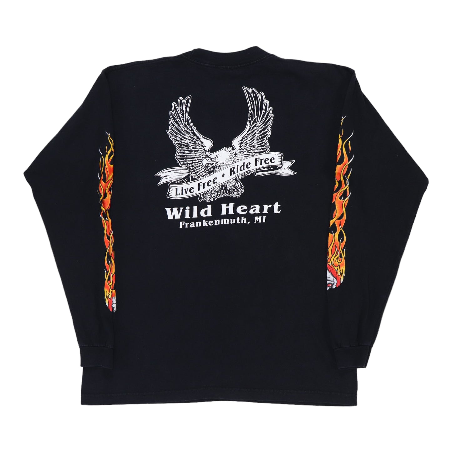 1990s Live Free Ride Free Flames Long Sleeve Shirt