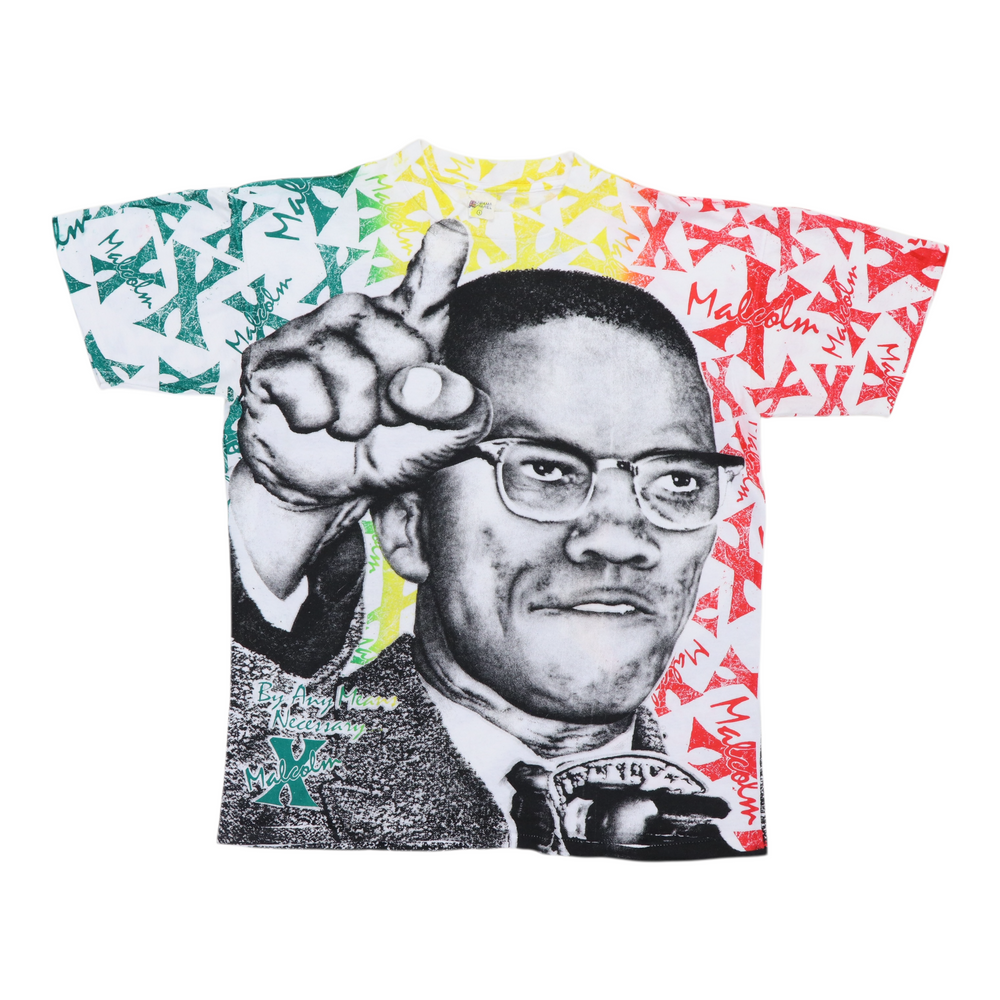 1990s Malcolm X All Over Print Shirt