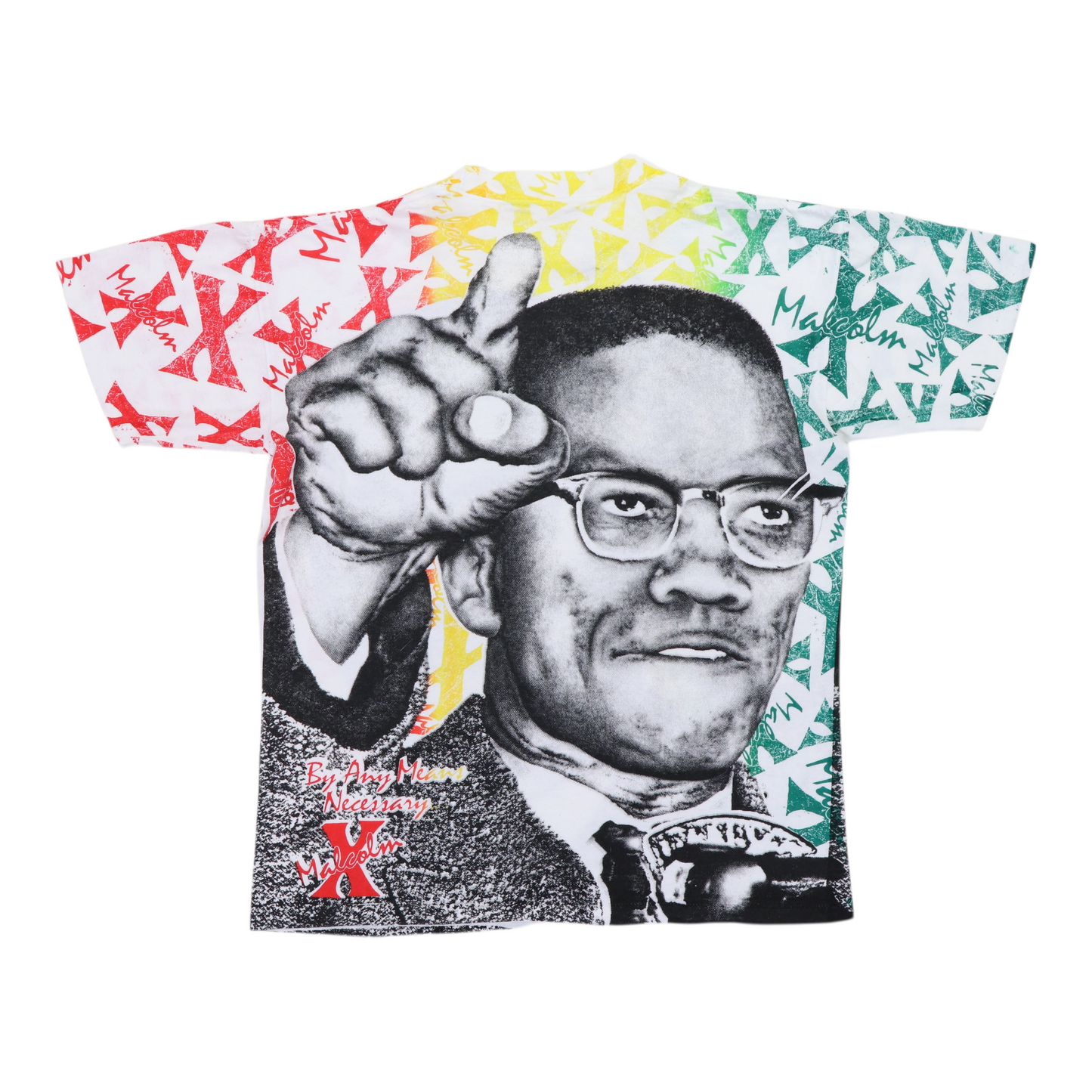 1990s Malcolm X All Over Print Shirt