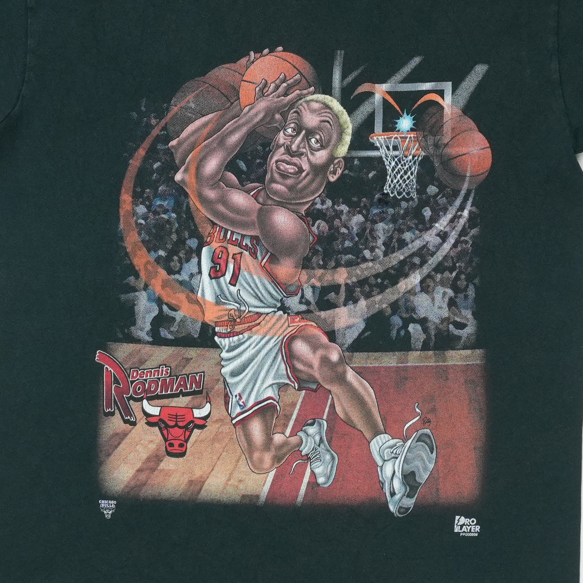 1990s Dennis Rodman Chicago Bulls Caricature Shirt