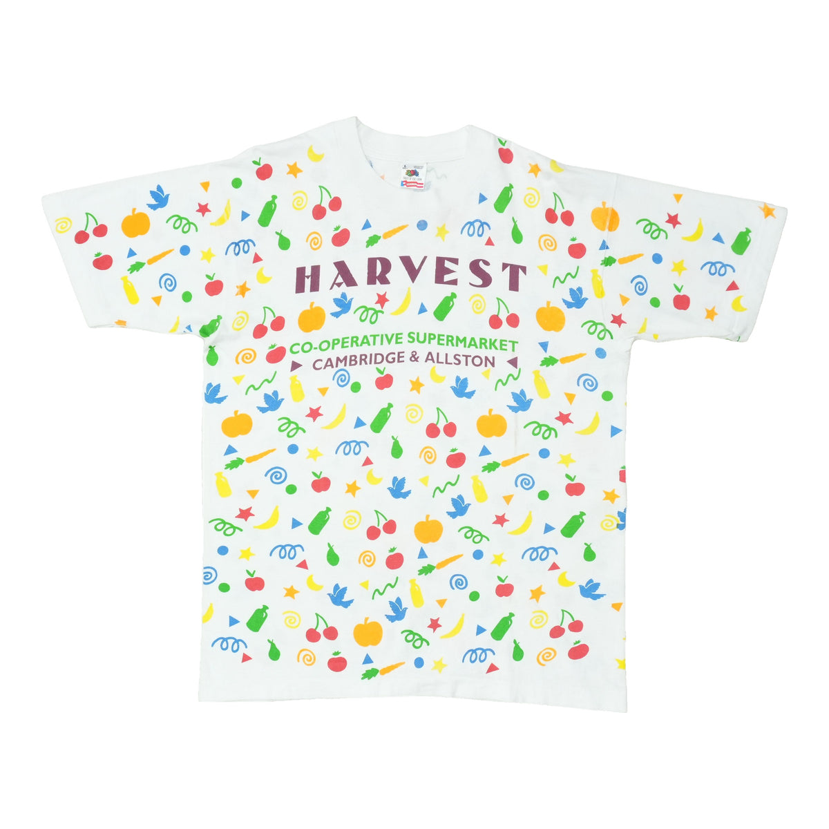 1990s Harvest Co-Operative Supermarket All Over Print Shirt