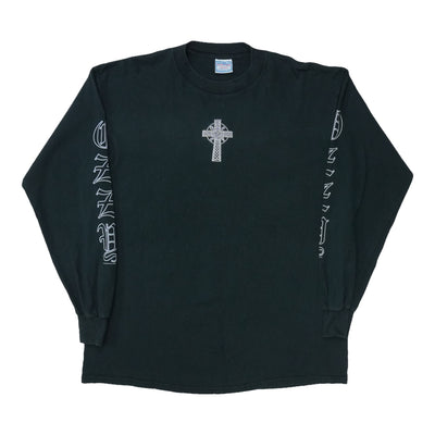 1990s Ozzy Osbourne Embroidered Celtic Cross Long Sleeve Shirt
