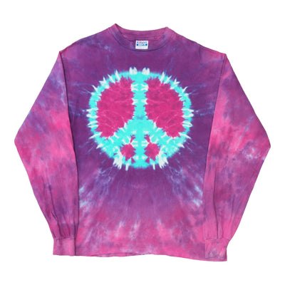 1990s Peace Sign Tie Dye Long Sleeve Shirt