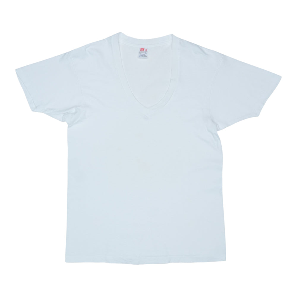 1990s Blank White V-Neck Shirt
