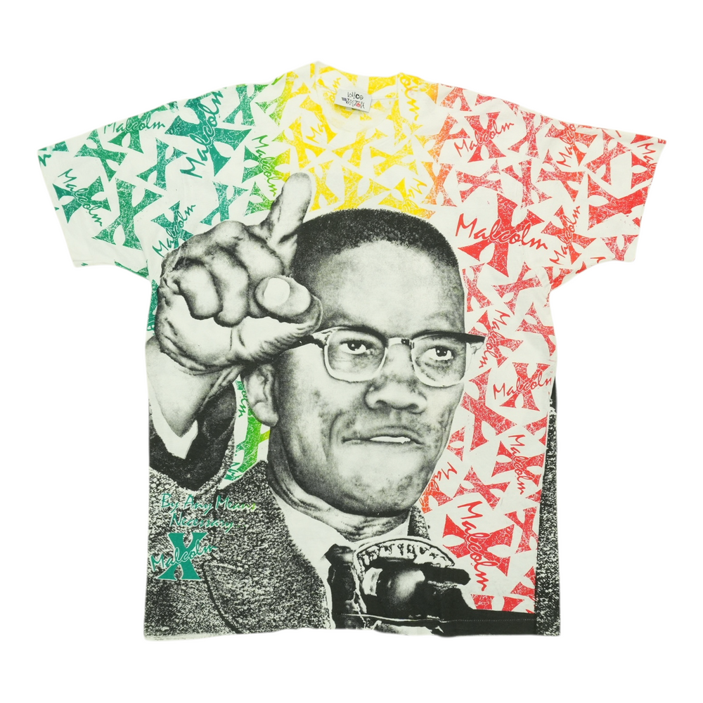 1990s Malcolm X All Over Print Shirt