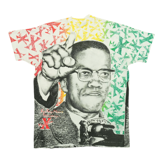 1990s Malcolm X All Over Print Shirt Back