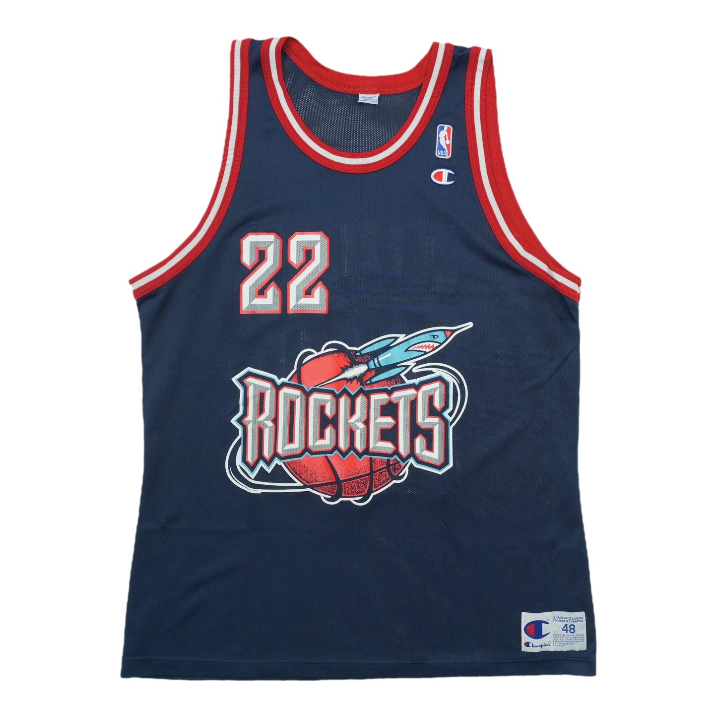 1990s Houston Rockets Clyde Drexler Champion Jersey Front