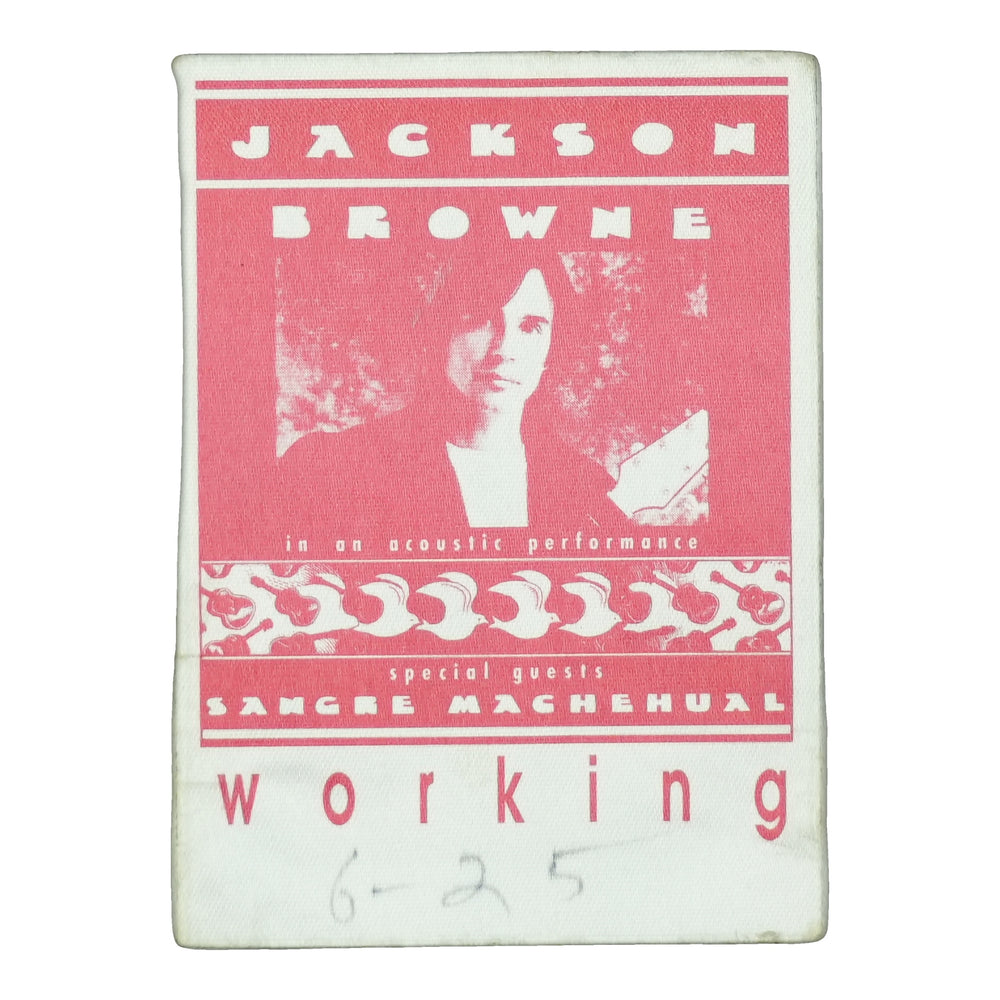 1990s Jackson Browne Acoustic Working Backstage Pass front