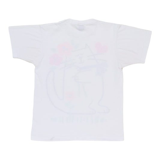 1991 Cat Hugging Flowers Shirt Back