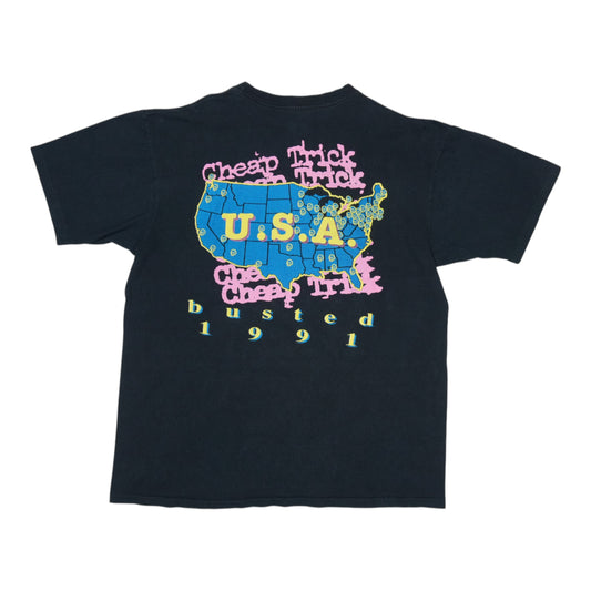 1991 Cheap Trick Busted Tour Shirt Back