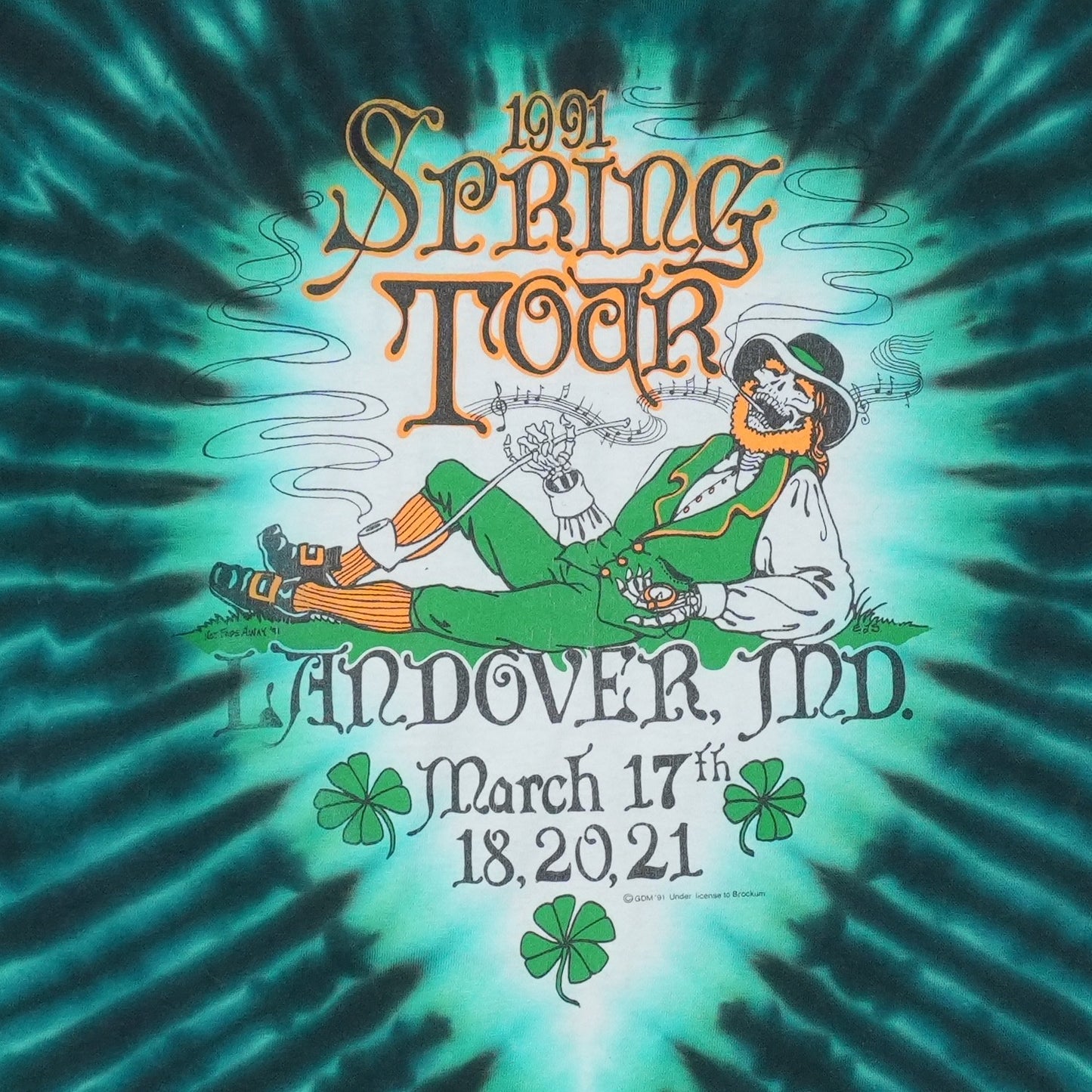 1991 Grateful Dead St Patricks Day Tour Tie Dye Shirt