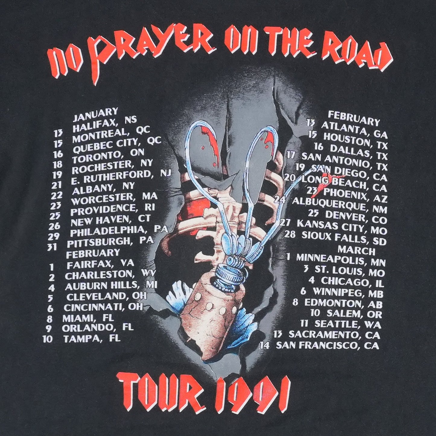 1991 Iron Maiden No Prayer On The Road Tour Shirt