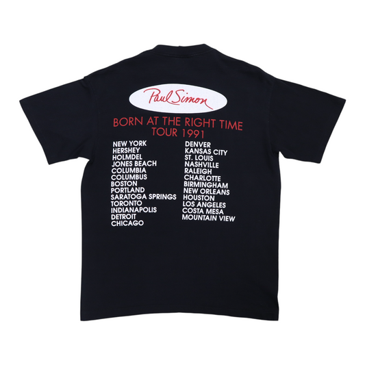 1991 Paul Simon Born At The Right Time Tour Shirt Back