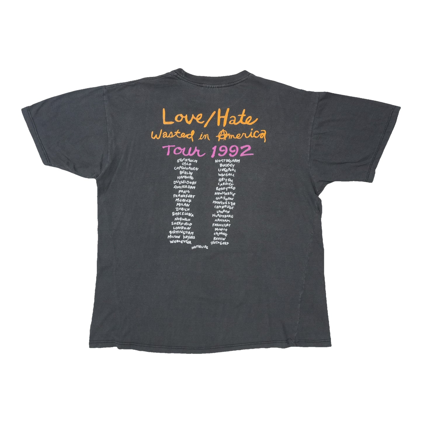 1992 Love Hate Wasted In America Tour Shirt