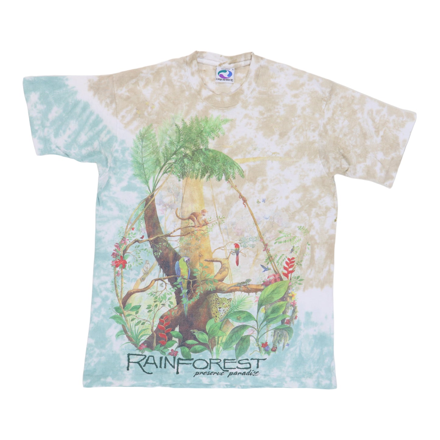 1992 Rainforest Liquid Blue Tie Dye Shirt