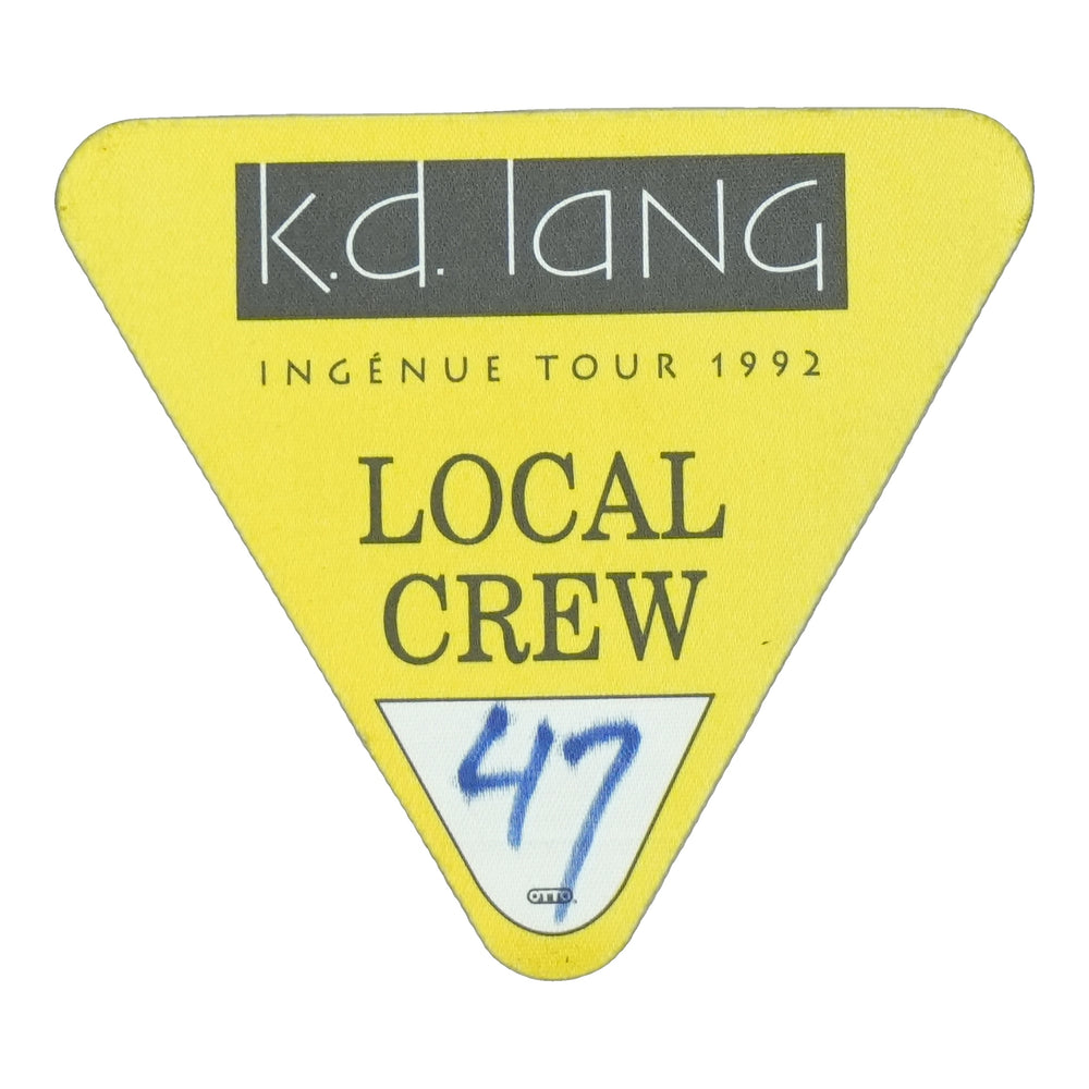 1992 k.d. lang Ingenue Tour Local Crew Backstage Pass front