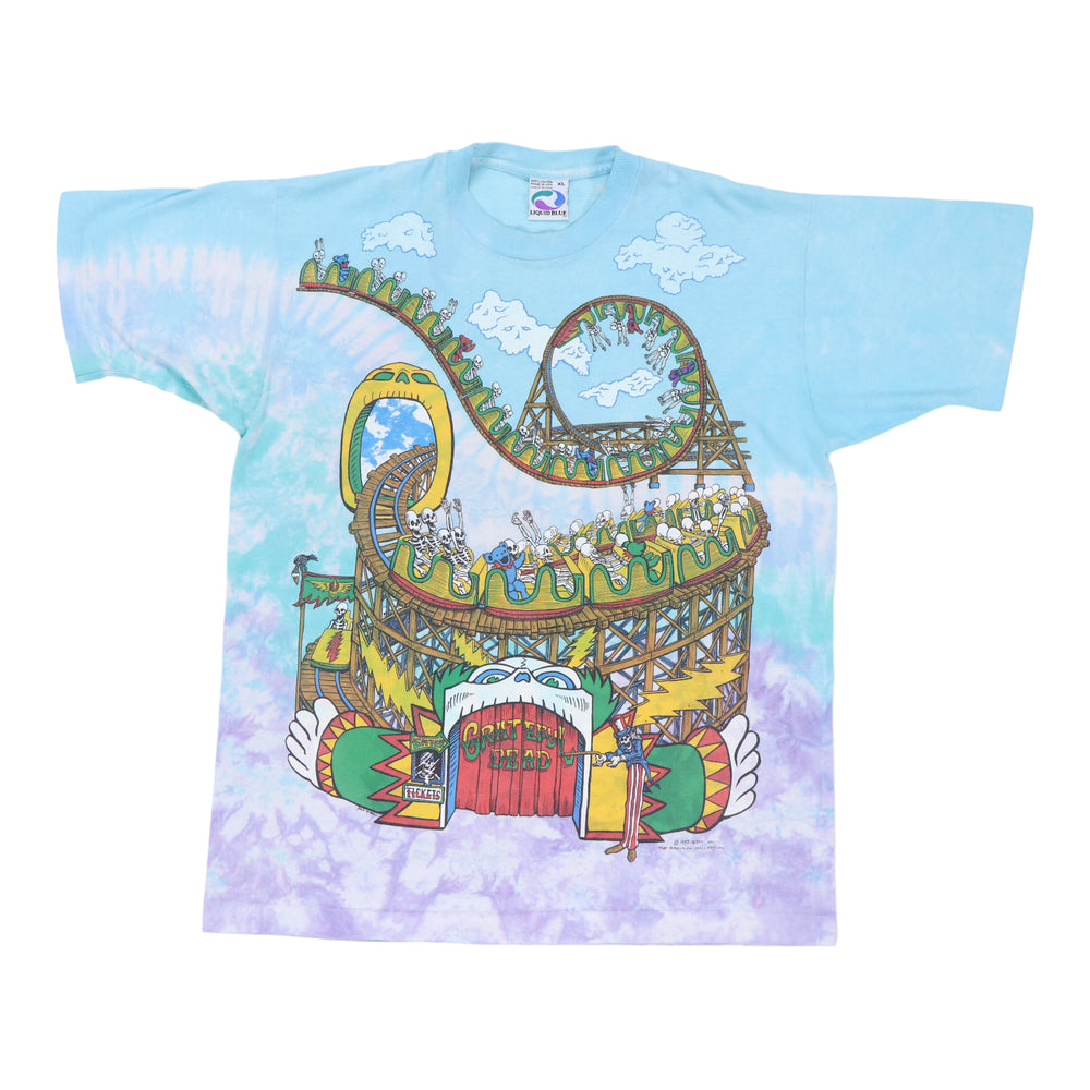 1993 Grateful Dead Roller Coaster Liquid Blue Shirt