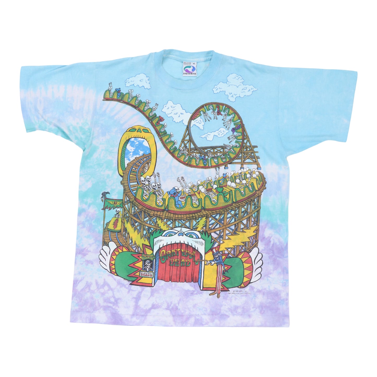 1993 Grateful Dead Roller Coaster Liquid Blue Shirt