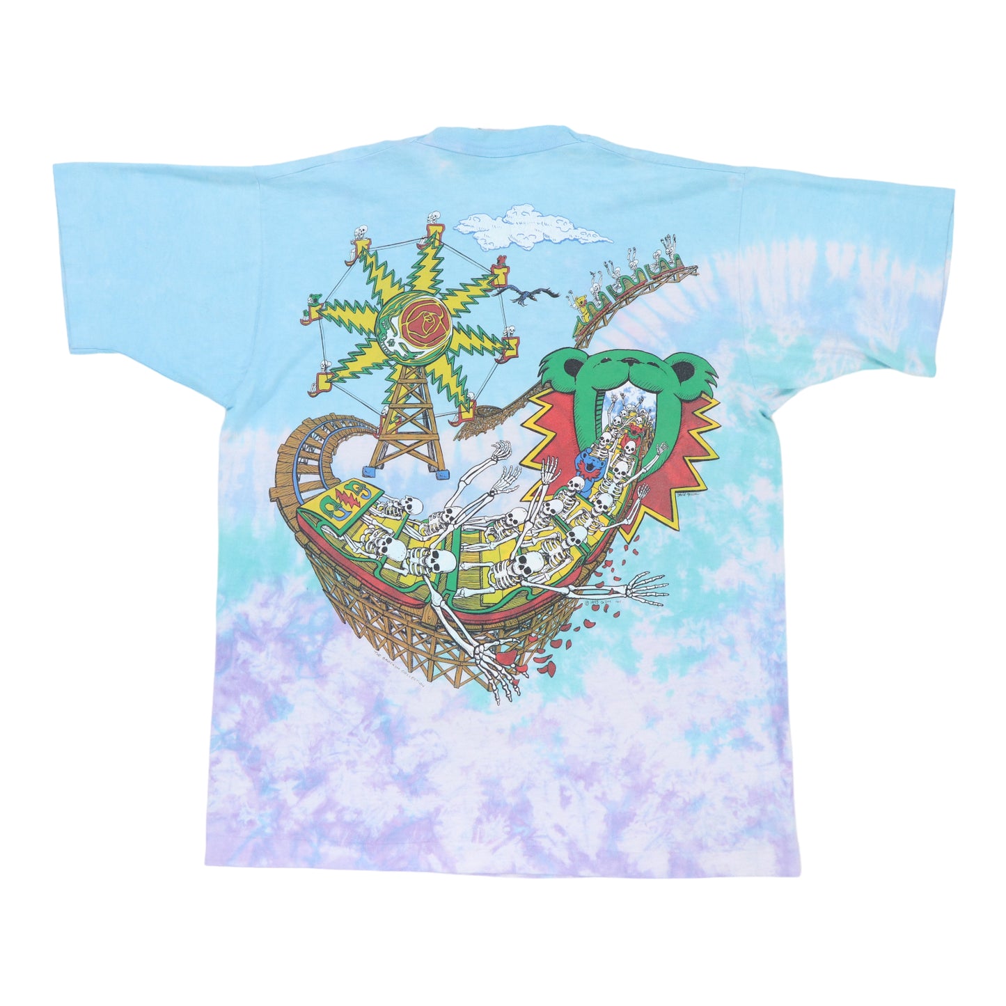 1993 Grateful Dead Roller Coaster Liquid Blue Shirt
