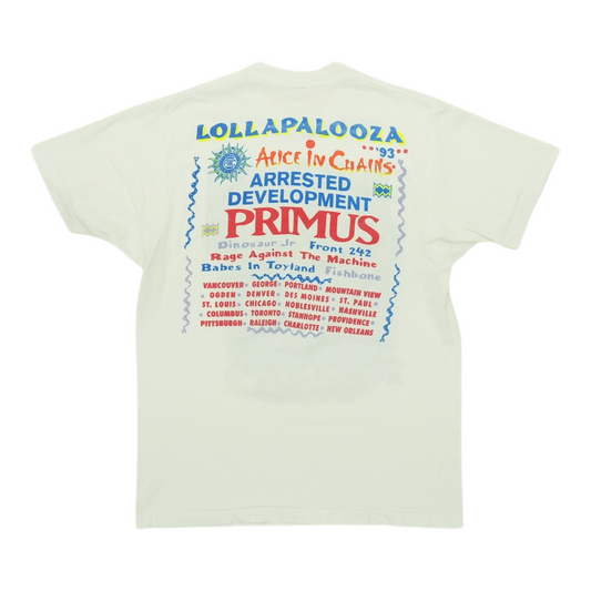 1993 Lollapalooza Music Festival Tour Shirt Back
