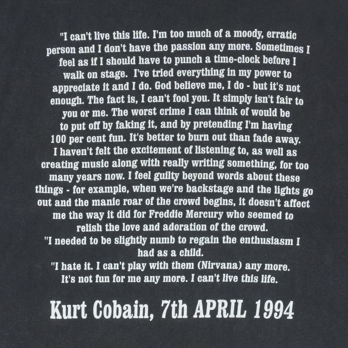 1994 Kurt Cobain Memorial Shirt