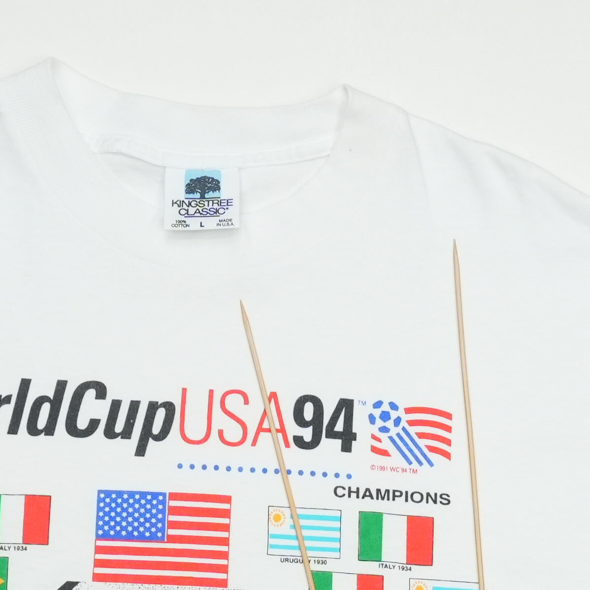 1994 World Cup USA Flags Soccer Shirt Detail 4