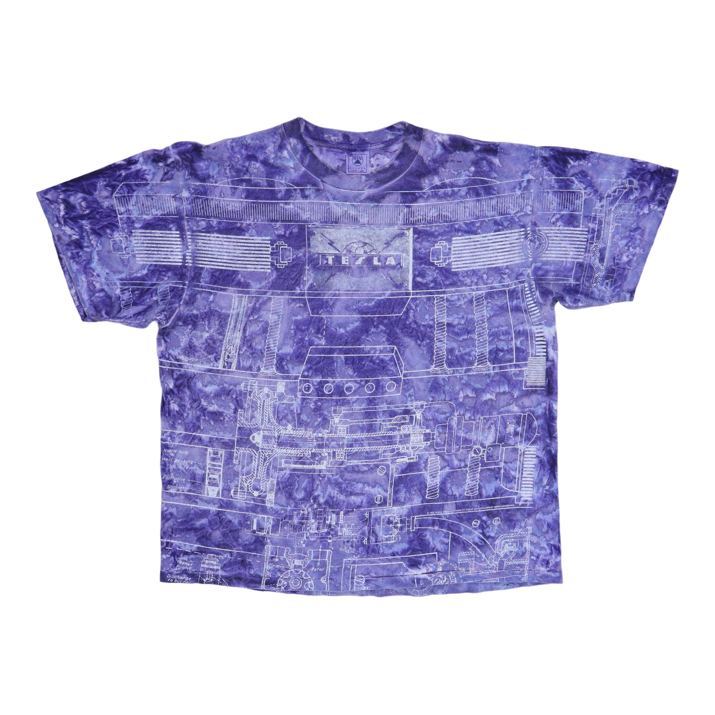 1995 Tesla Bust A Nut All Over Print Tie Dye Shirt