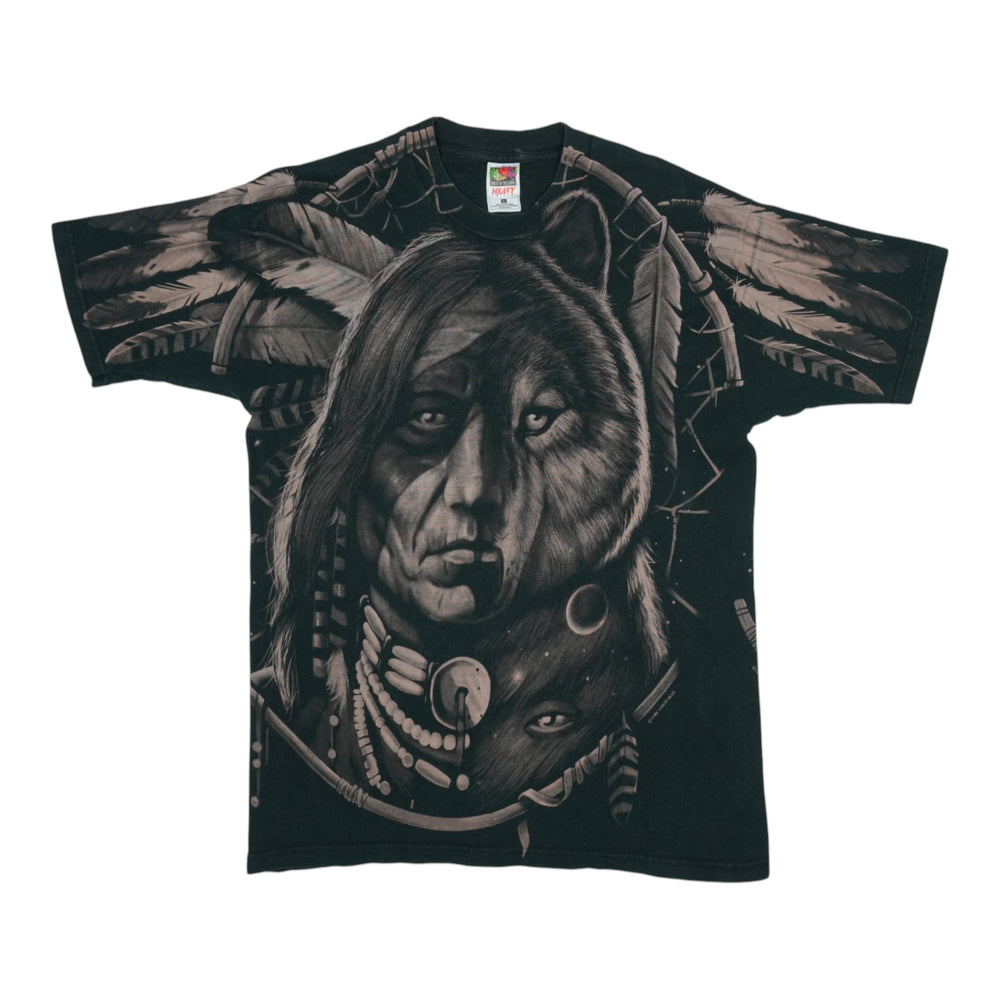 1996 Native American Liquid Blue All Over Print Shirt