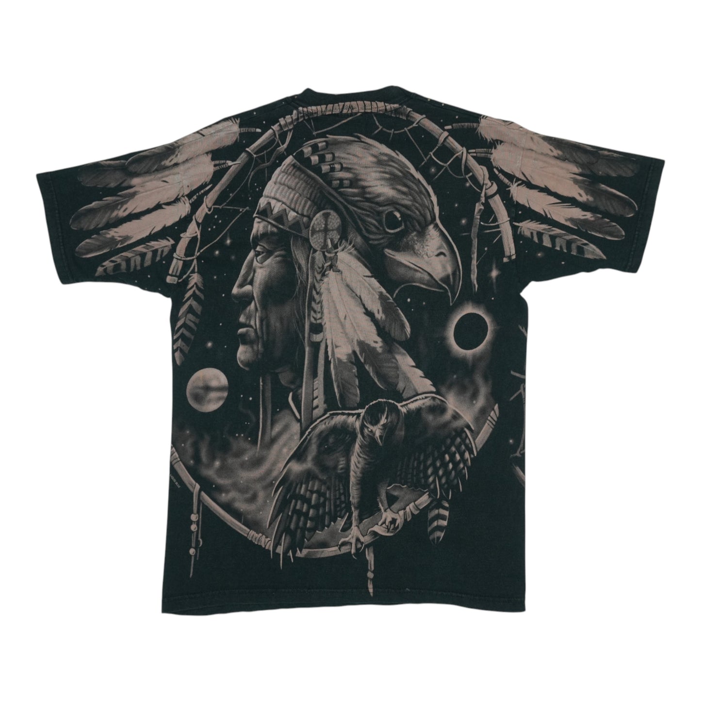 1996 Native American Liquid Blue All Over Print Shirt