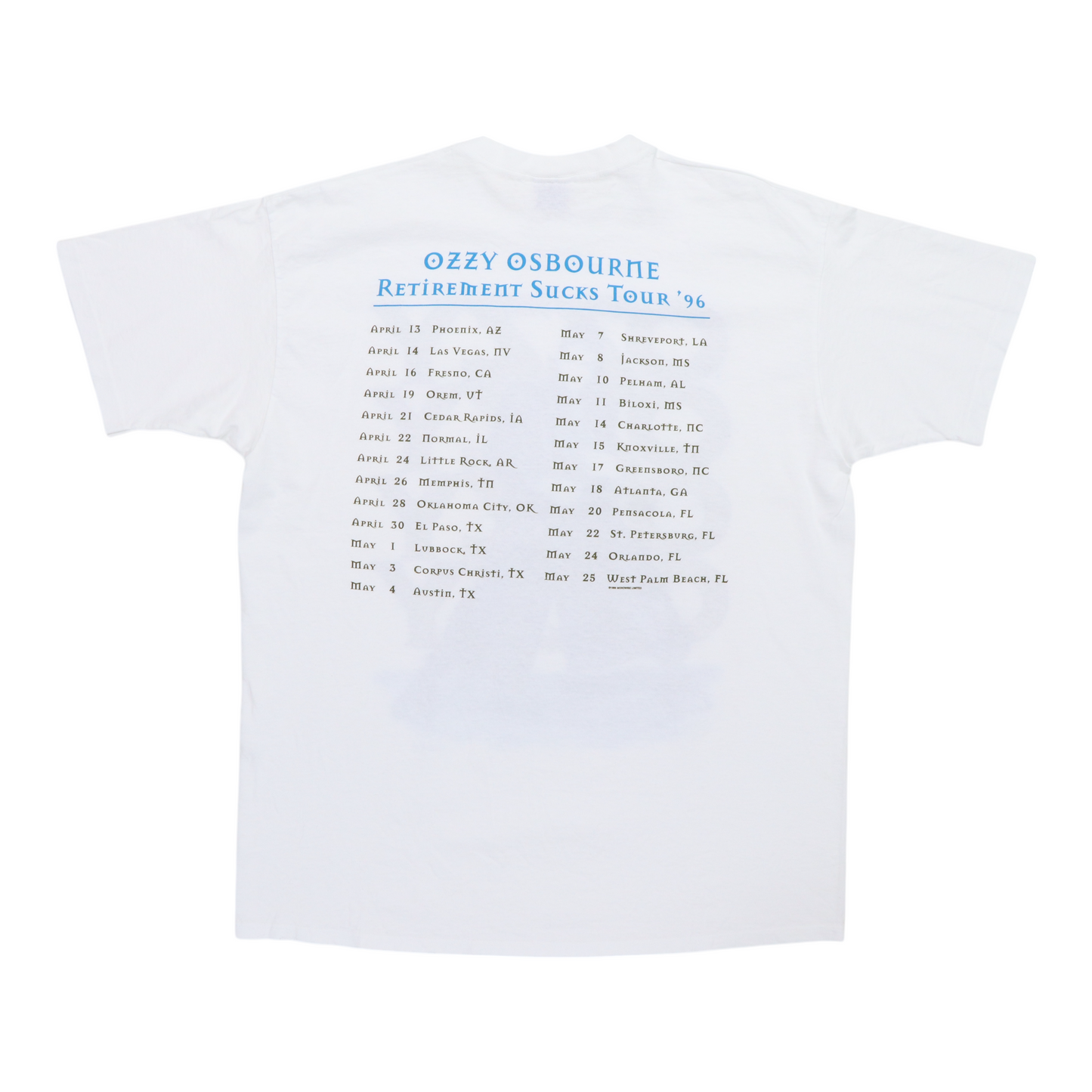 1996 Ozzy Osbourne Retirement Sucks Tour Shirt