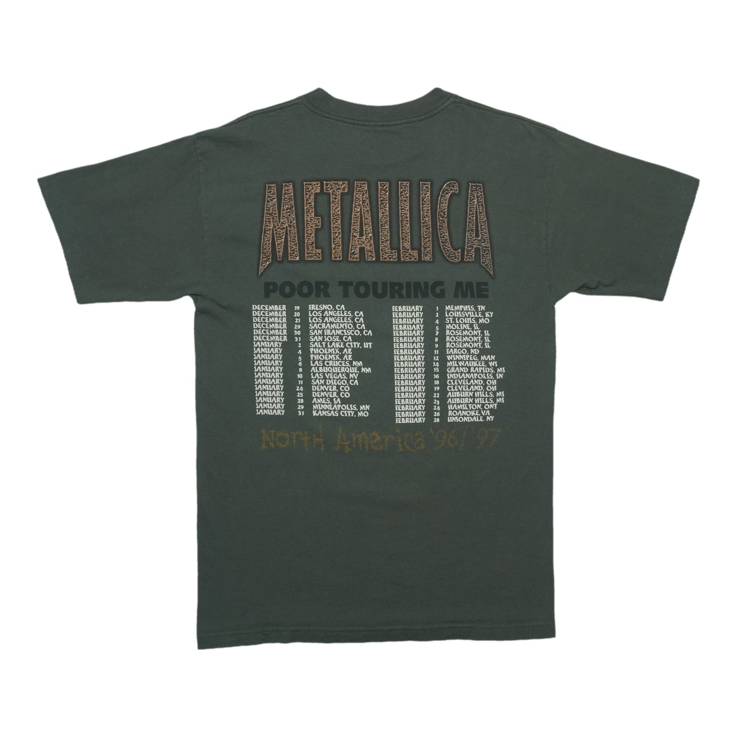 1996 Metallica Poor Touring Me Tour Shirt Back