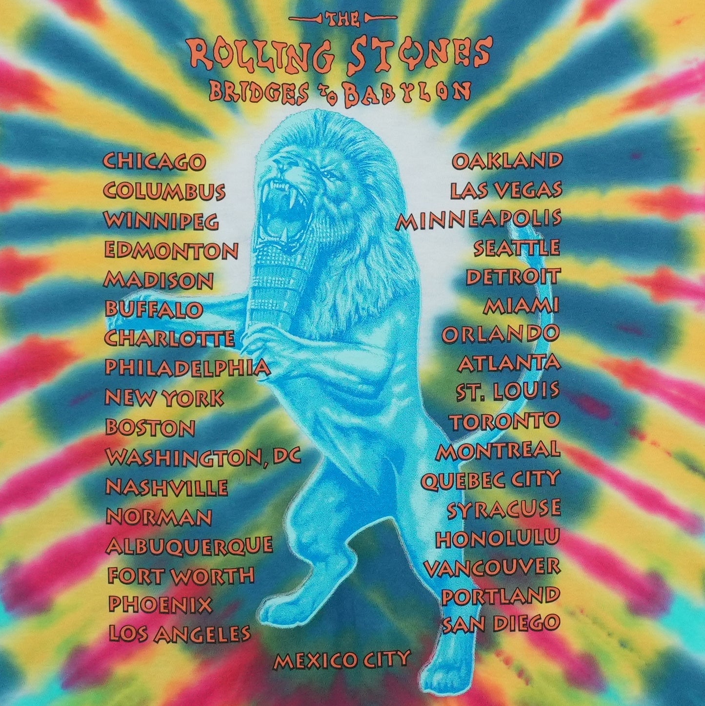 1997 Rolling Stones Bridges To Babylon Tour Tie Dye Shirt Detail 4