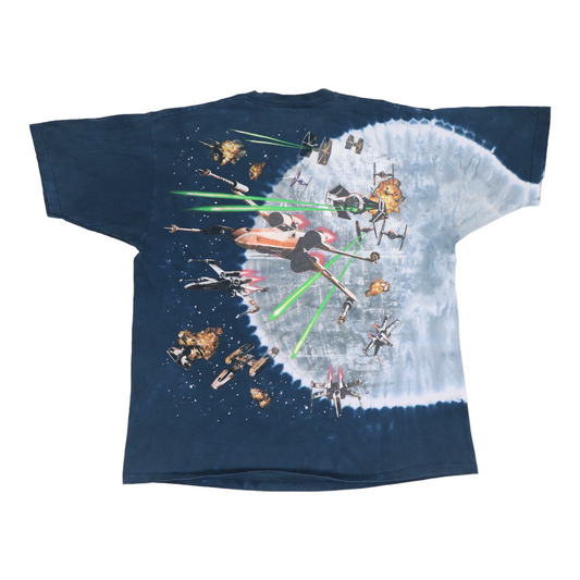 1997 Star Wars Liquid Blue Tie Dye Shirt Back