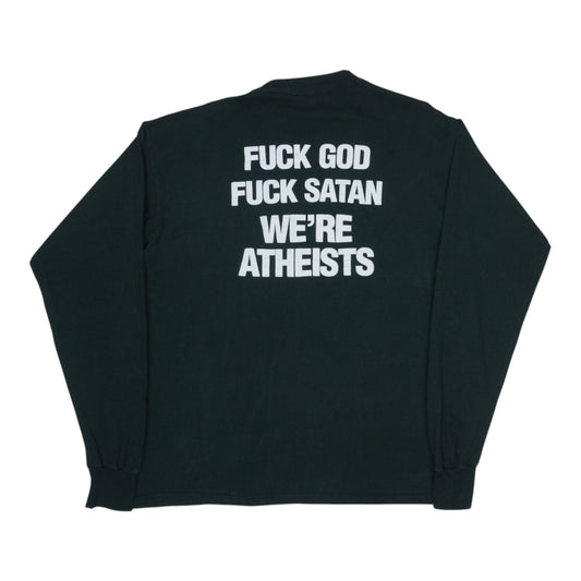1998 DOA Fuck God Satan We're Atheists Long Sleeve Shirt Back