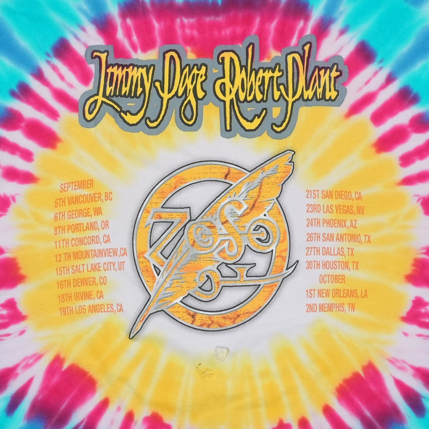 1998 Jimmy Page Robert Plant Zoso Tour Tie Dye Shirt