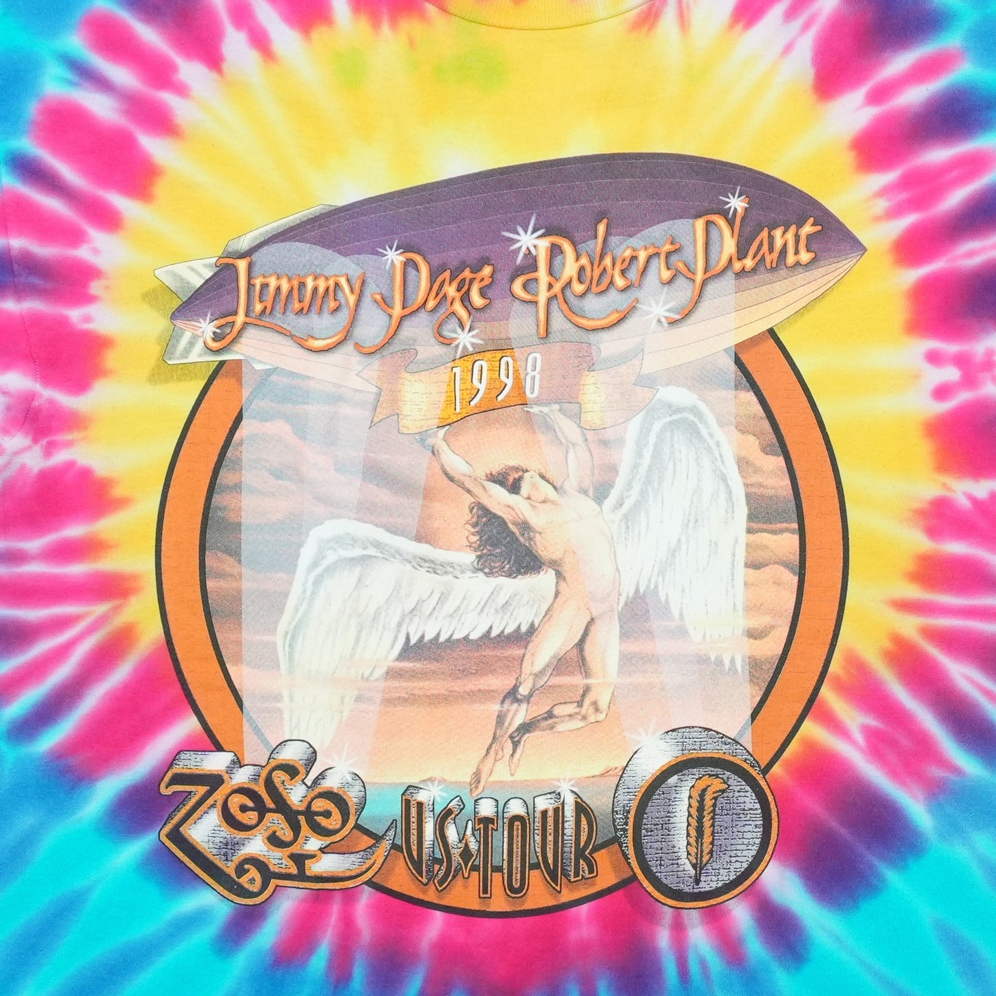 1998 Jimmy Page Robert Plant Zoso Tour Tie Dye Shirt