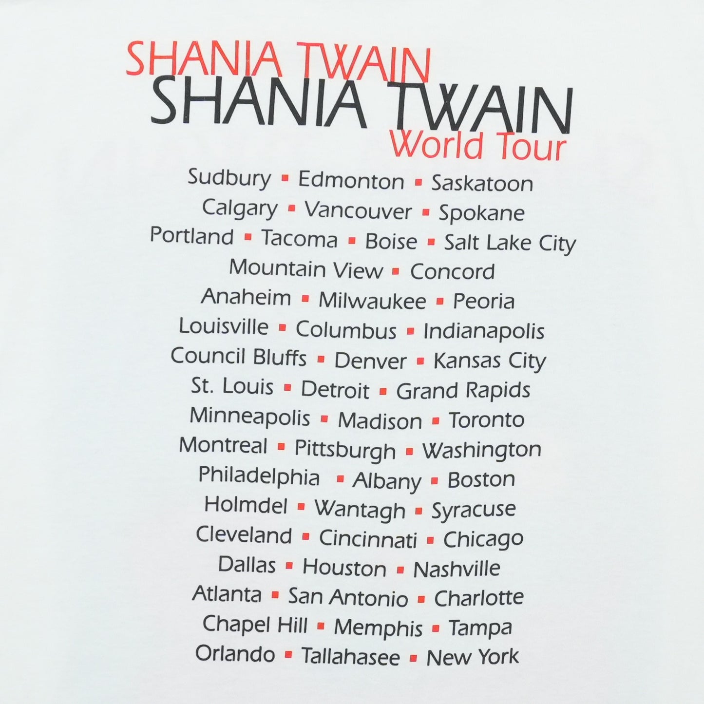 1998 Shania Twain World Tour Shirt