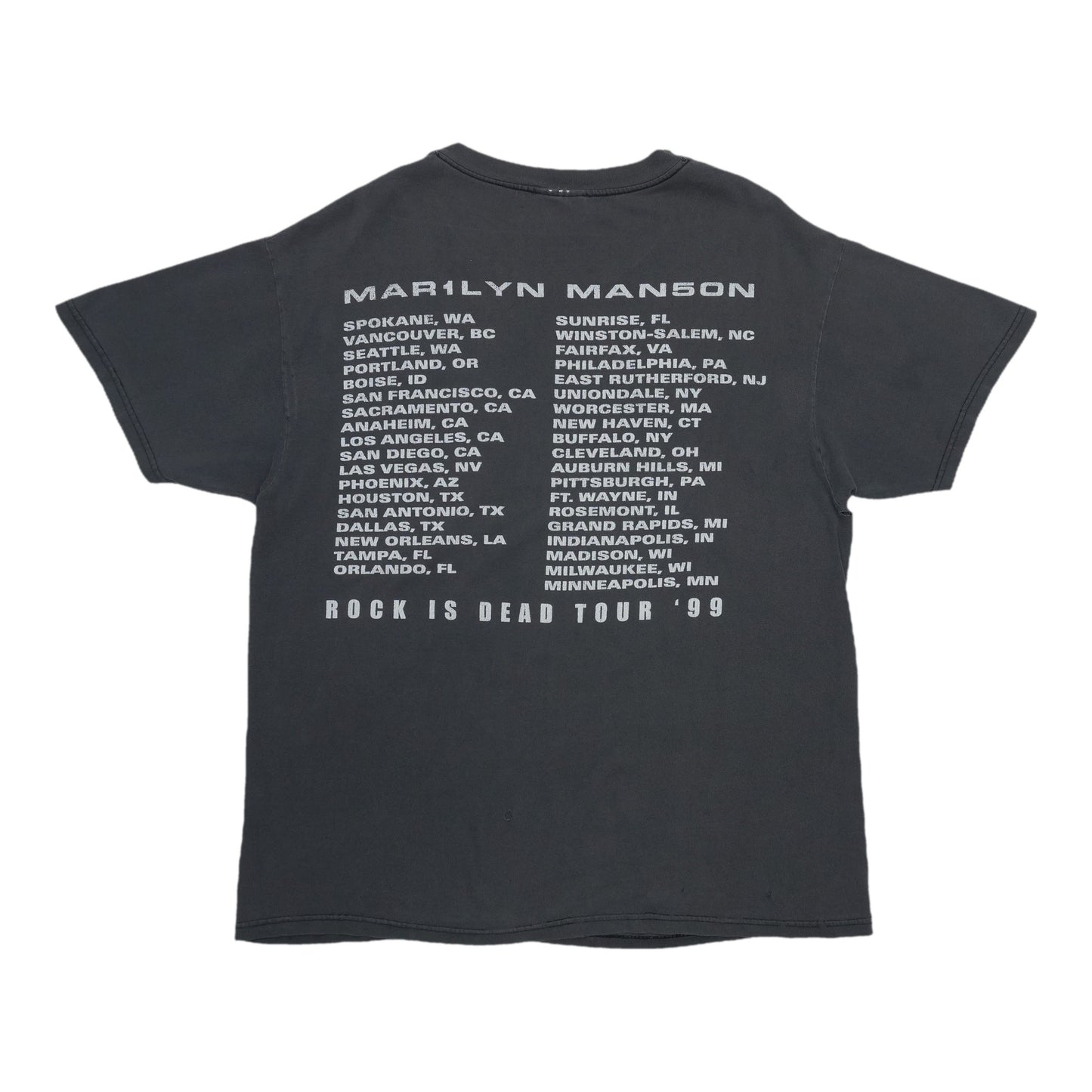 1999 Marilyn Manson Rock Is Dead Tour Shirt Back