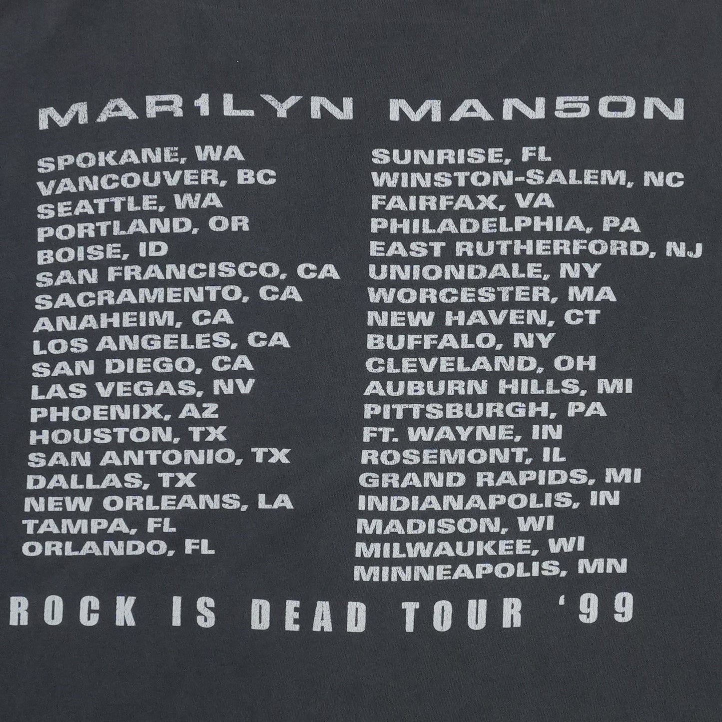 1999 Marilyn Manson Rock Is Dead Tour Shirt Detail 5