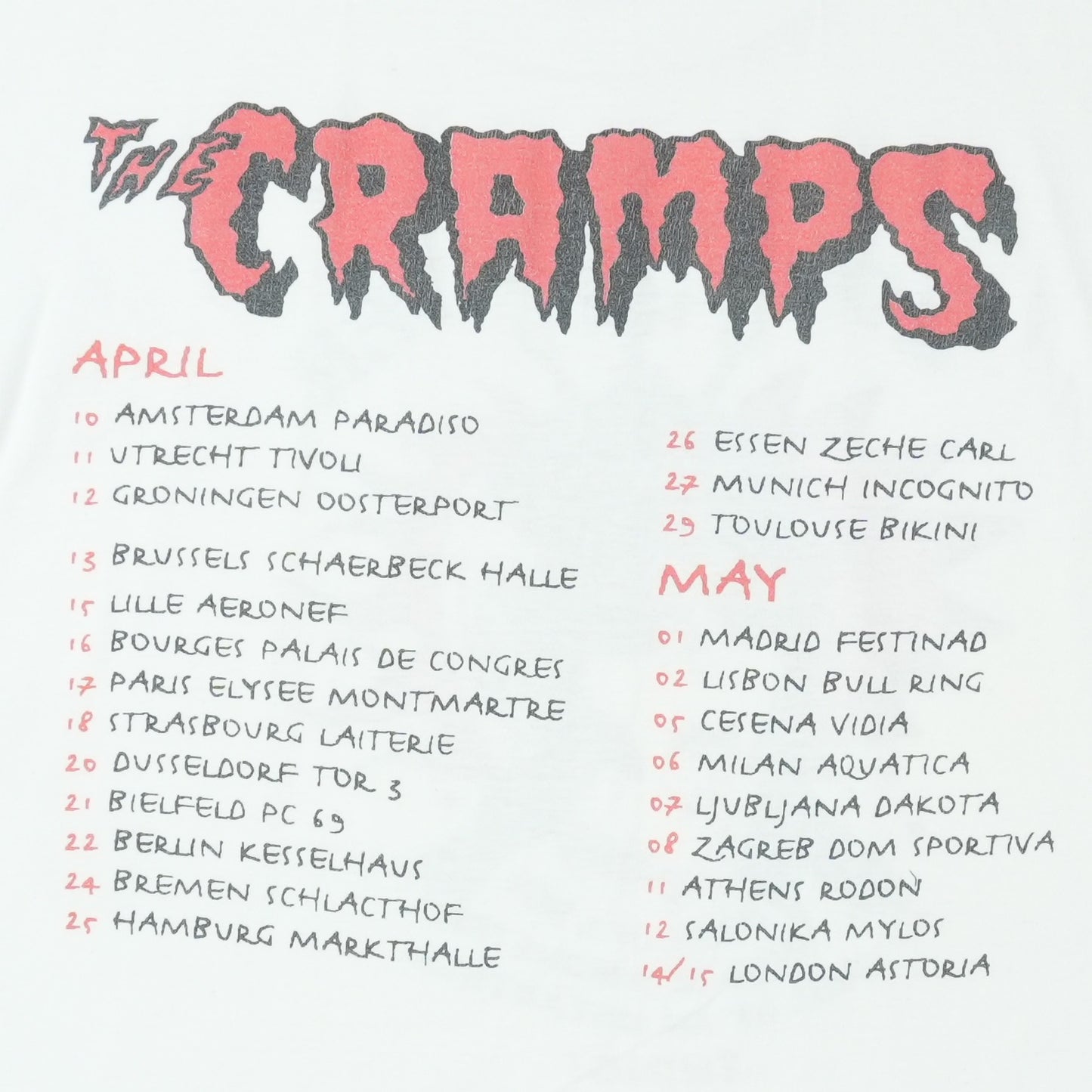 1999 The Cramps God Monster Tour Shirt