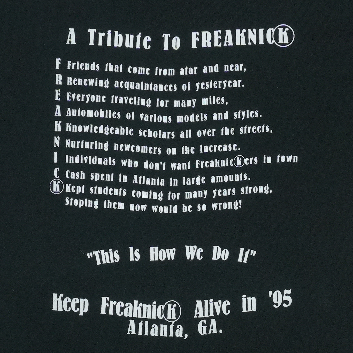 1995 Freaknik Atlanta Tribute Shirt Detail 2