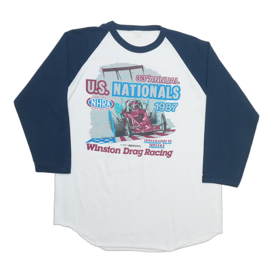1987 NHRA US Nationals Winston Drag Racing Raglan Shirt Front