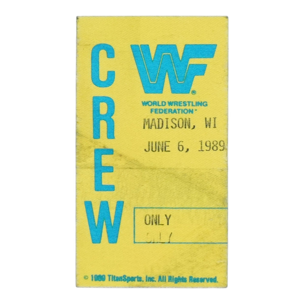 1989 WWF World Wrestling Federation Crew Backstage Pass - front