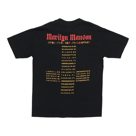 2000 Marilyn Manson Guns God Government Tour Shirt Back