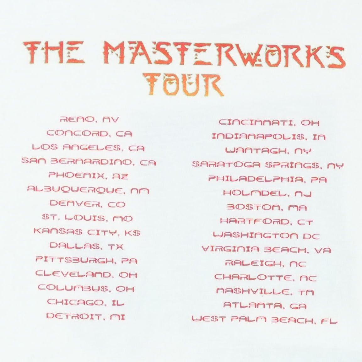 2000 Yes The Masterworks Tour Shirt