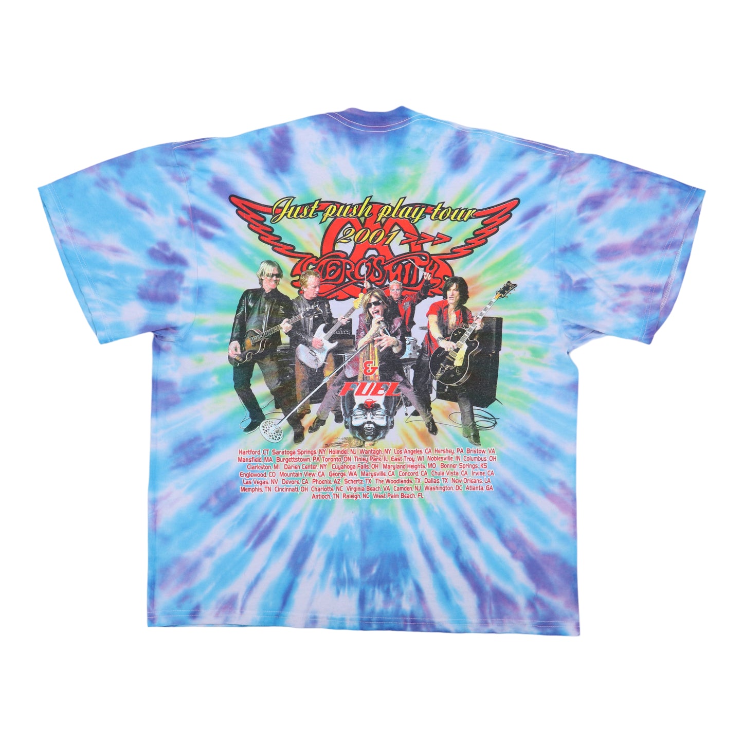2001 Aerosmith Just Push Play Tie Dye Shirt Back