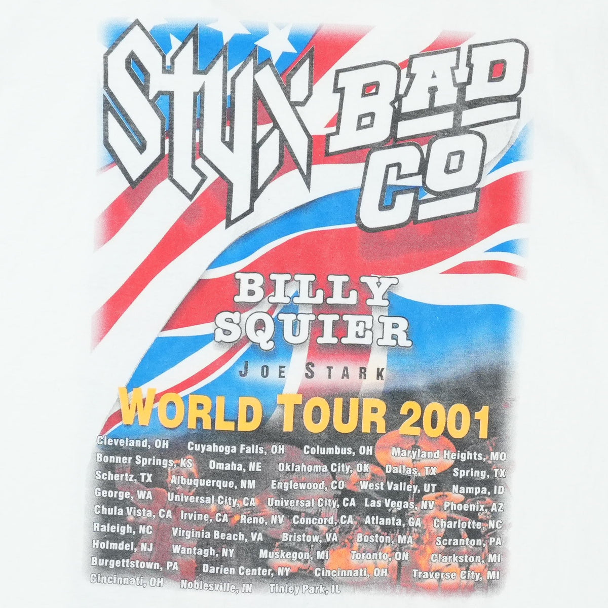 2001 Styx Bad Company Billy Squier World Tour Shirt