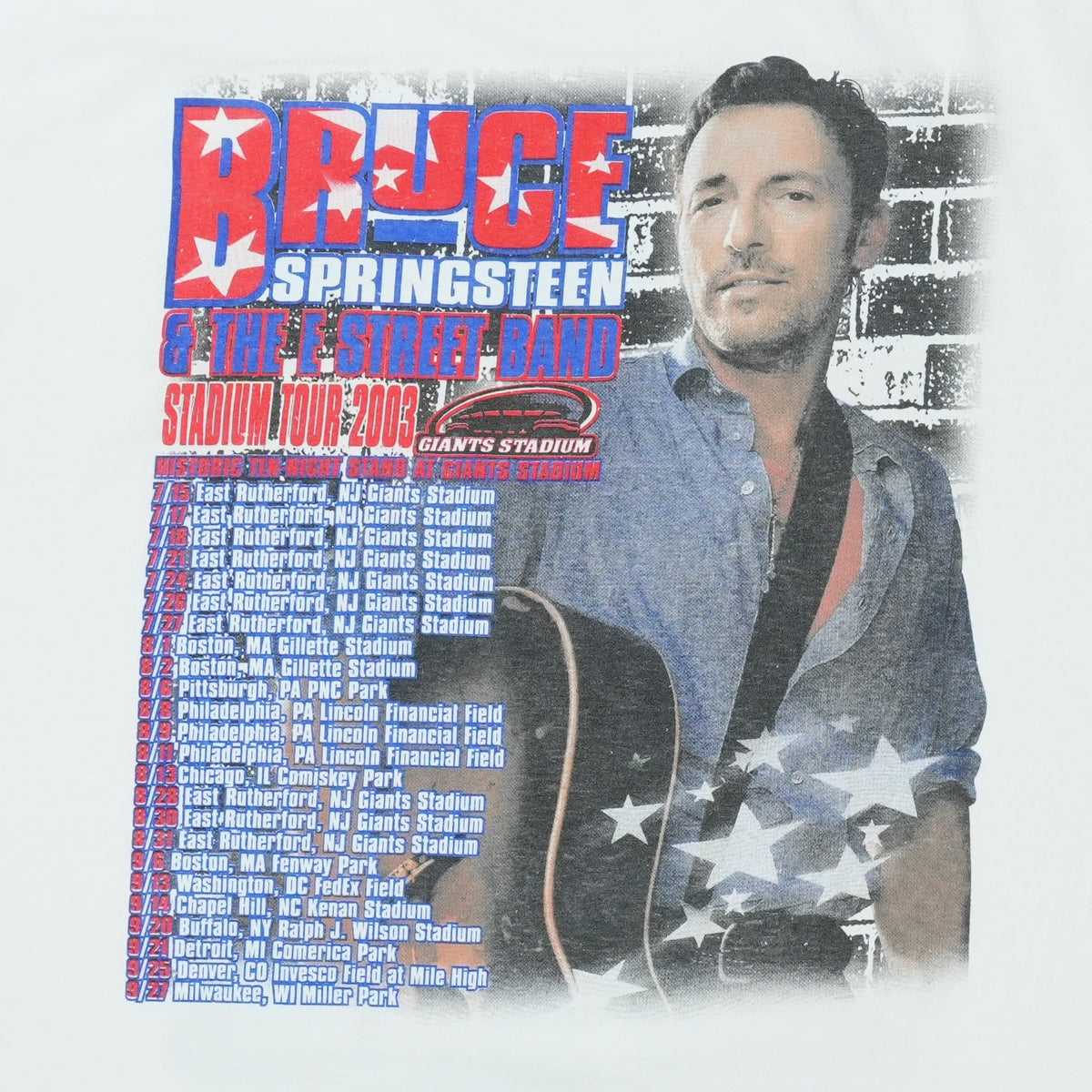 2003 Bruce Springsteen And The E Street Band Stadium Tour Shirt