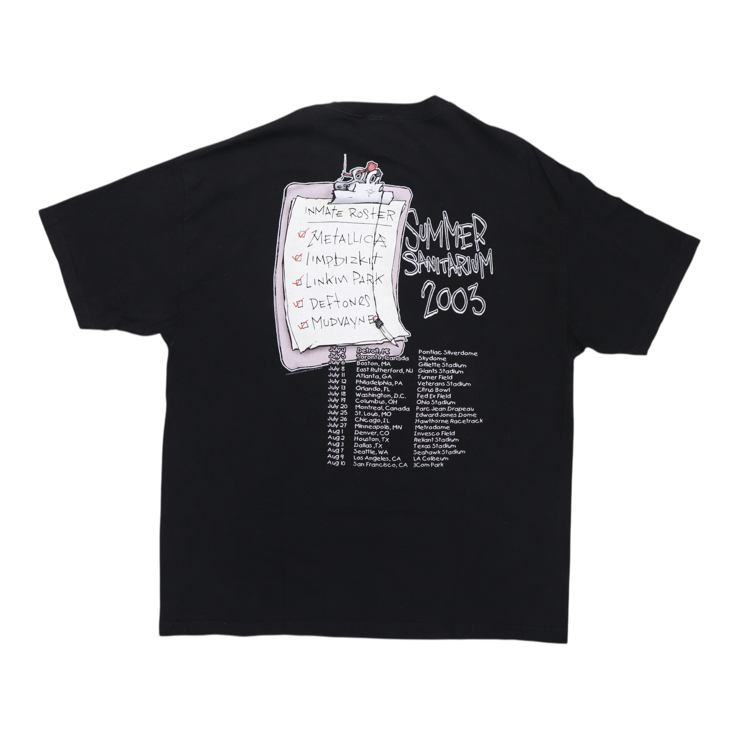 2003 Metallica Summer Sanitarium Tour Shirt