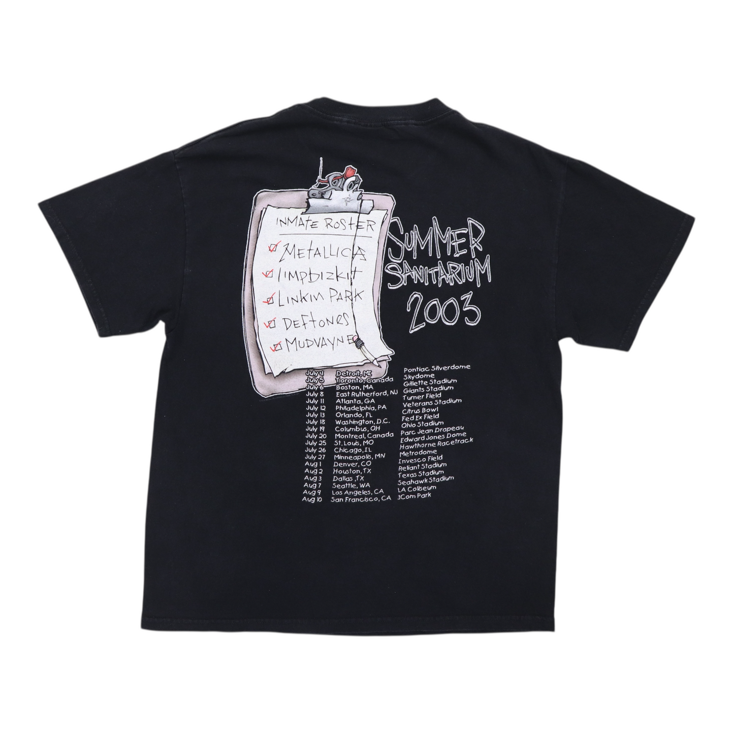 2003 Metallica Summer Sanitarium Tour Shirt